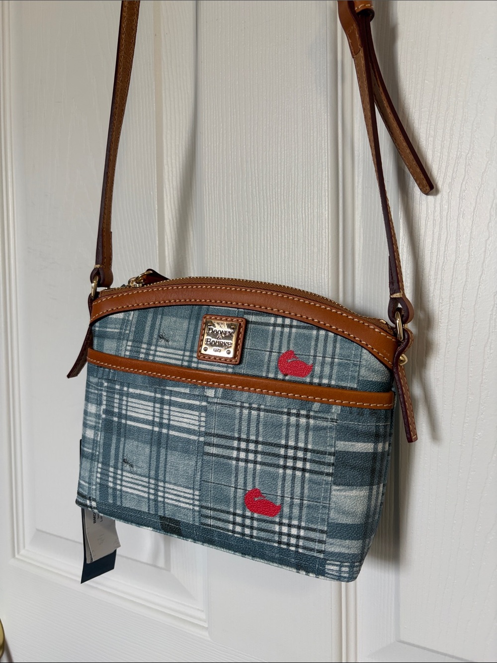 Unique with duck on front Dooney & Bourke Blue Plaid Crossbody